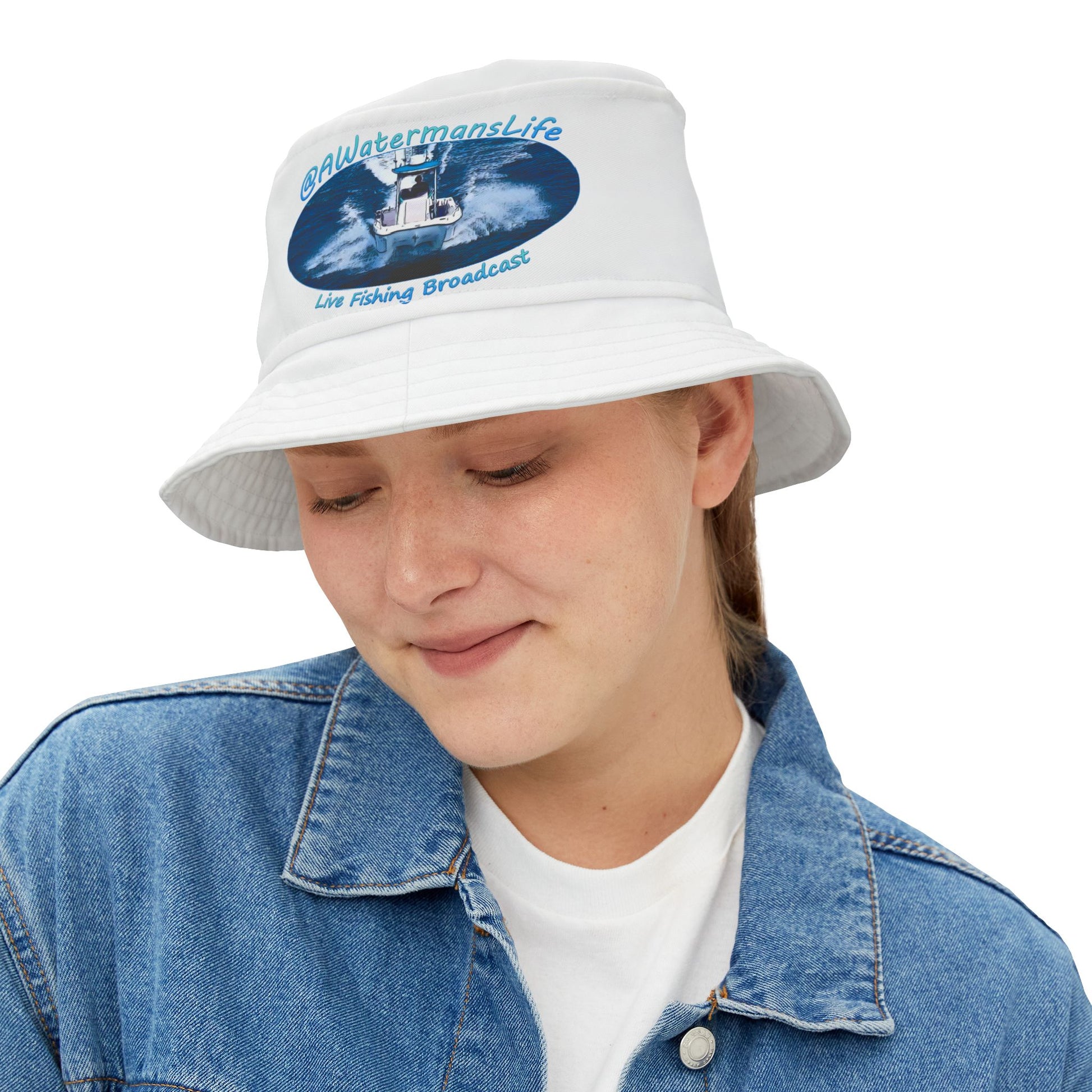 bucket hat with fishing lures AWatermansLife Bucket Hat – Waterman Lures